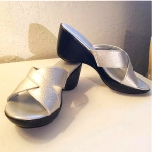 Karen Scott New In Box Silver Black Kitten Sandals Size 6M